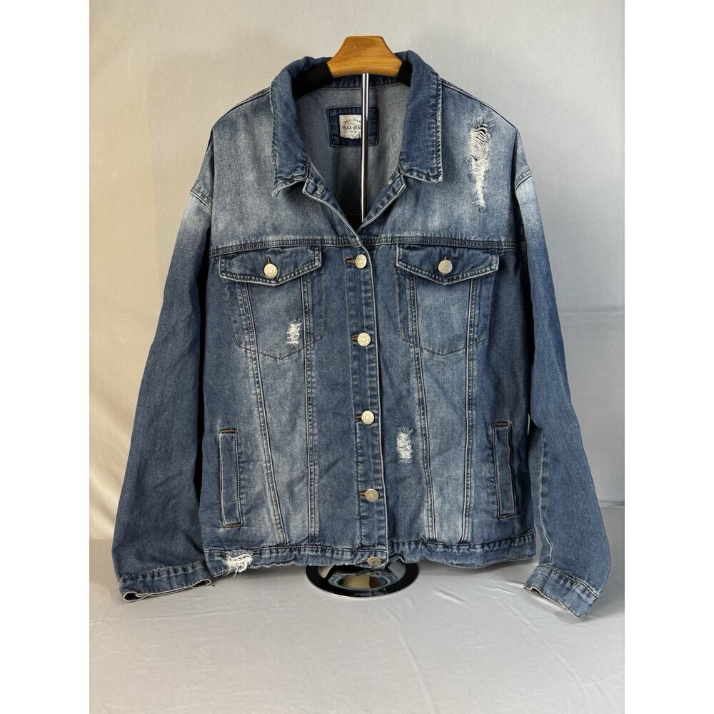 Wax Jean 3XL Distressed Denim Jacket Rodeo Western Trucker Women’s
